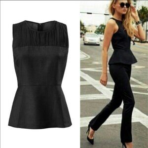 Cabi Bustier Peplum Top Black Sleeveless Snakeskin Chiffon Dressy Size 8